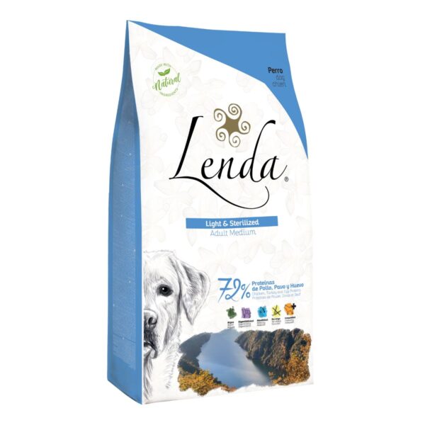 Lenda Natural Grain-Free Light & Sterilized est une alimentation complète et sans céréales pour chiens adultes stérilisés ou ayant tendance à prendre du poids. Cette recette savoureuse, préparée avec des protéines de haute qualité, offre une nutrition optimale tout en réduisant les calories pour maintenir un poids santé.